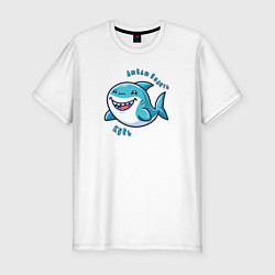 Мужская slim-футболка Толстая акула любит делать кусь