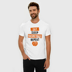 Футболка slim-fit Eat sleep basketball, цвет: белый — фото 2