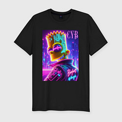 Мужская slim-футболка Cyber Bart - neon glow