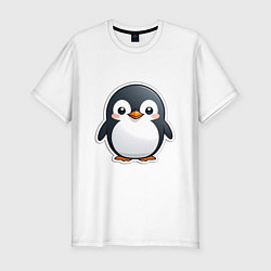 Мужская slim-футболка Пингвин цыпленок