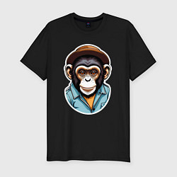 Мужская slim-футболка Портрет обезьяны в шляпе