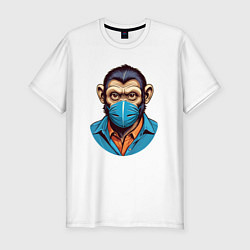 Мужская slim-футболка Портрет обезьяны в маске