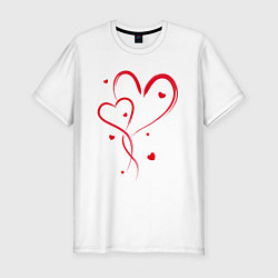 Мужская slim-футболка Пересекающиеся красные сердца
