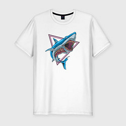 Мужская slim-футболка Акула зомби