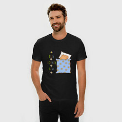 Футболка slim-fit Мем капибара спит: ешь, цвет: черный — фото 2