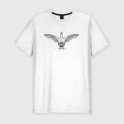 Мужская slim-футболка Утка машет крыльями