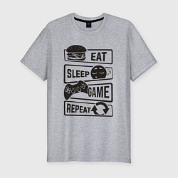 Мужская slim-футболка Есть спать играть