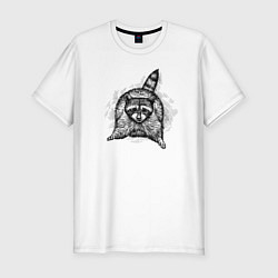 Футболка slim-fit Енот-попрошайка, цвет: белый