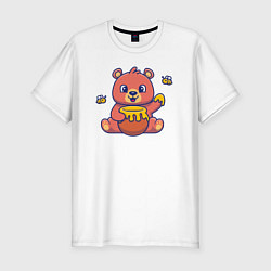 Мужская slim-футболка Мишка с горшком мёда