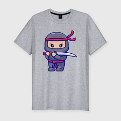 Футболка slim-fit Ниндзя с мечом, цвет: меланж