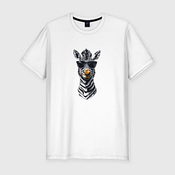 Футболка slim-fit Зебра в солнечных очках, цвет: белый