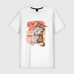 Мужская slim-футболка Влюбленные мультяшные коты