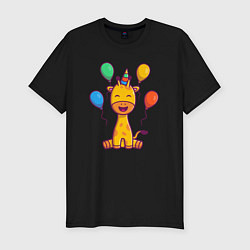 Мужская slim-футболка Праздник у жирафа