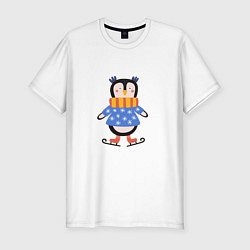 Мужская slim-футболка Пингвин фигурист