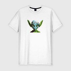 Мужская slim-футболка Зеленый инопланетянин