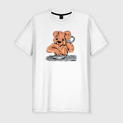 Мужская slim-футболка Пёсик диджей