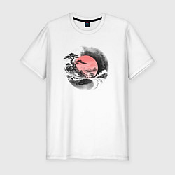 Футболка slim-fit Красный восход, цвет: белый