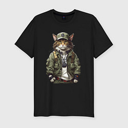Мужская slim-футболка Брутальный кот в форме
