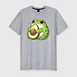 Мужская slim-футболка Лягушка обнимает авокадо