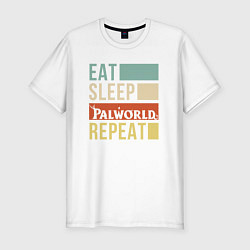 Мужская slim-футболка Eat sleep Palworld rpeat