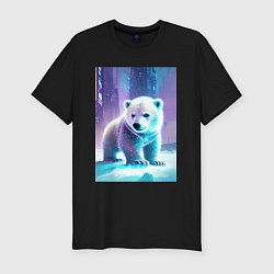 Мужская slim-футболка Прикольный милый медвежонок
