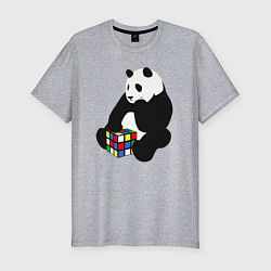 Мужская slim-футболка Панда с кубиком