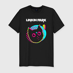 Мужская slim-футболка Linkin Park rock star cat