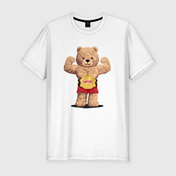 Мужская slim-футболка Плюшевый медвежонок чемпион