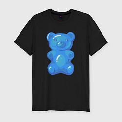 Мужская slim-футболка Мармеладный синий медвежонок