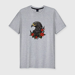 Мужская slim-футболка Орел и пуансеттия