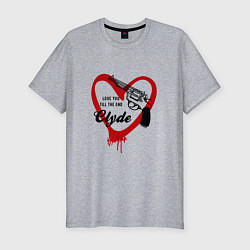 Мужская slim-футболка Клайд сердце и пистолет