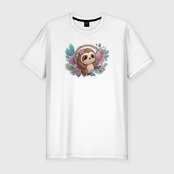 Мужская slim-футболка Маленький ленивец
