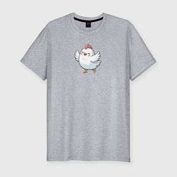 Мужская slim-футболка Веселая мультяшная курица