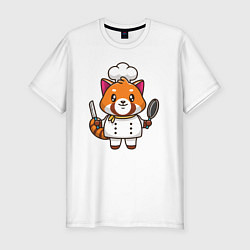 Мужская slim-футболка Красная панда повар