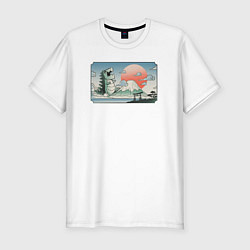 Мужская slim-футболка Монстр горы Фудзи