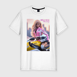 Футболка slim-fit Barbie racing - ai art, цвет: белый