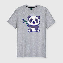 Мужская slim-футболка Панда и бамбук