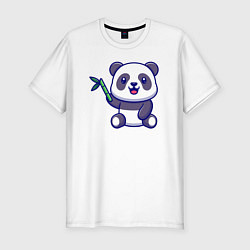 Мужская slim-футболка Панда и бамбук
