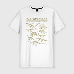 Футболка slim-fit Paleontology the study of dinosaur fossils, цвет: белый