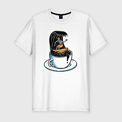 Мужская slim-футболка Кофейный серфер
