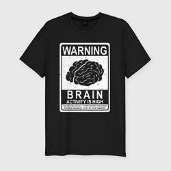 Мужская slim-футболка Warning - high brain activity