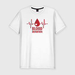 Футболка slim-fit Донорство крови, цвет: белый