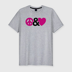 Мужская slim-футболка Peace and love