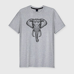 Мужская slim-футболка Голова слона