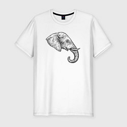 Мужская slim-футболка Голова слона в профиль