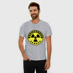 Футболка slim-fit Danger radiation sign, цвет: меланж — фото 2