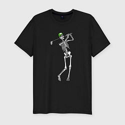 Мужская slim-футболка Golfing skeleton