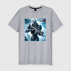 Футболка slim-fit Mass Effect - N7 ai art, цвет: меланж