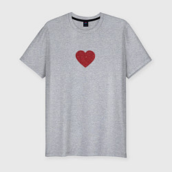 Мужская slim-футболка Блестящее красное сердечко