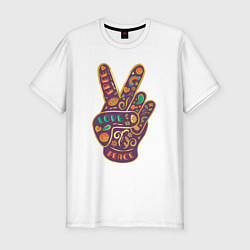 Футболка slim-fit Free love peace, цвет: белый